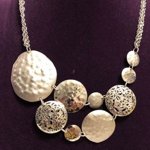 Lena Filigree Mosaic Bib Statement - silver